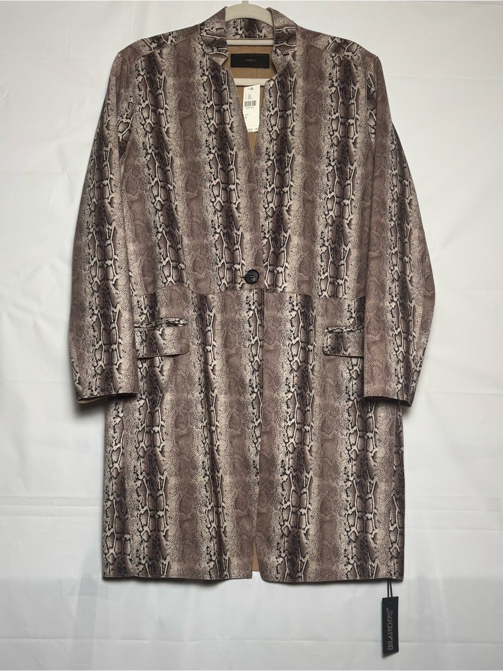 BLANKNYC Anthropologie Snake-Print  Women Faux Suede Coat in Beige & Brown. S